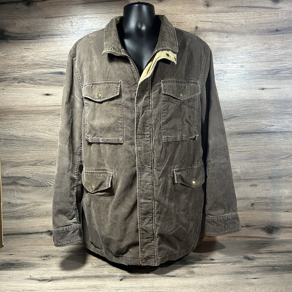 Express Jacket Mens XL Brown Corduroy‎ Collar Lined Workwear Chore coat